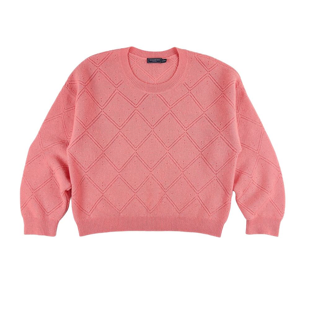 Vineyard Vines Cashmere Sweater Womens M Coral Pink Pointelle Preppy Coastal
